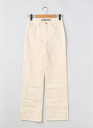 Pantalon droit fermeture zippée sous rabat boutonné taille ajustable beige GEISHA fille