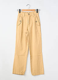 Pantalon droit fermeture zippée sous rabat boutonné taille élastique beige GARCIA fille