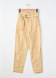 Pantalon droit fermeture zippée sous rabat boutonné taille élastique beige GARCIA fille