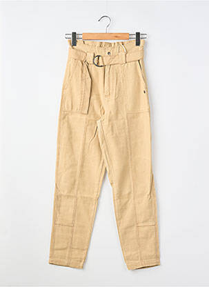 Pantalon droit fermeture zippée sous rabat boutonné taille élastique beige GARCIA fille