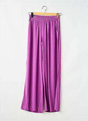 Pantalon large tissage popeline taille normale violet GEISHA femme