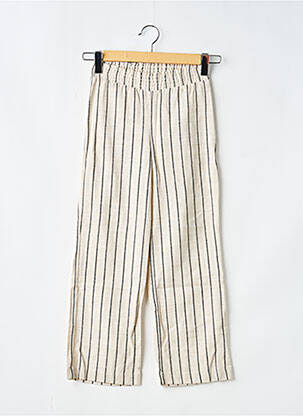 Pantalon droit coupe droite taille élastique beige GEISHA fille