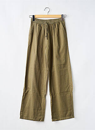 Pantalon large tissage popeline taille élastique vert GARCIA fille