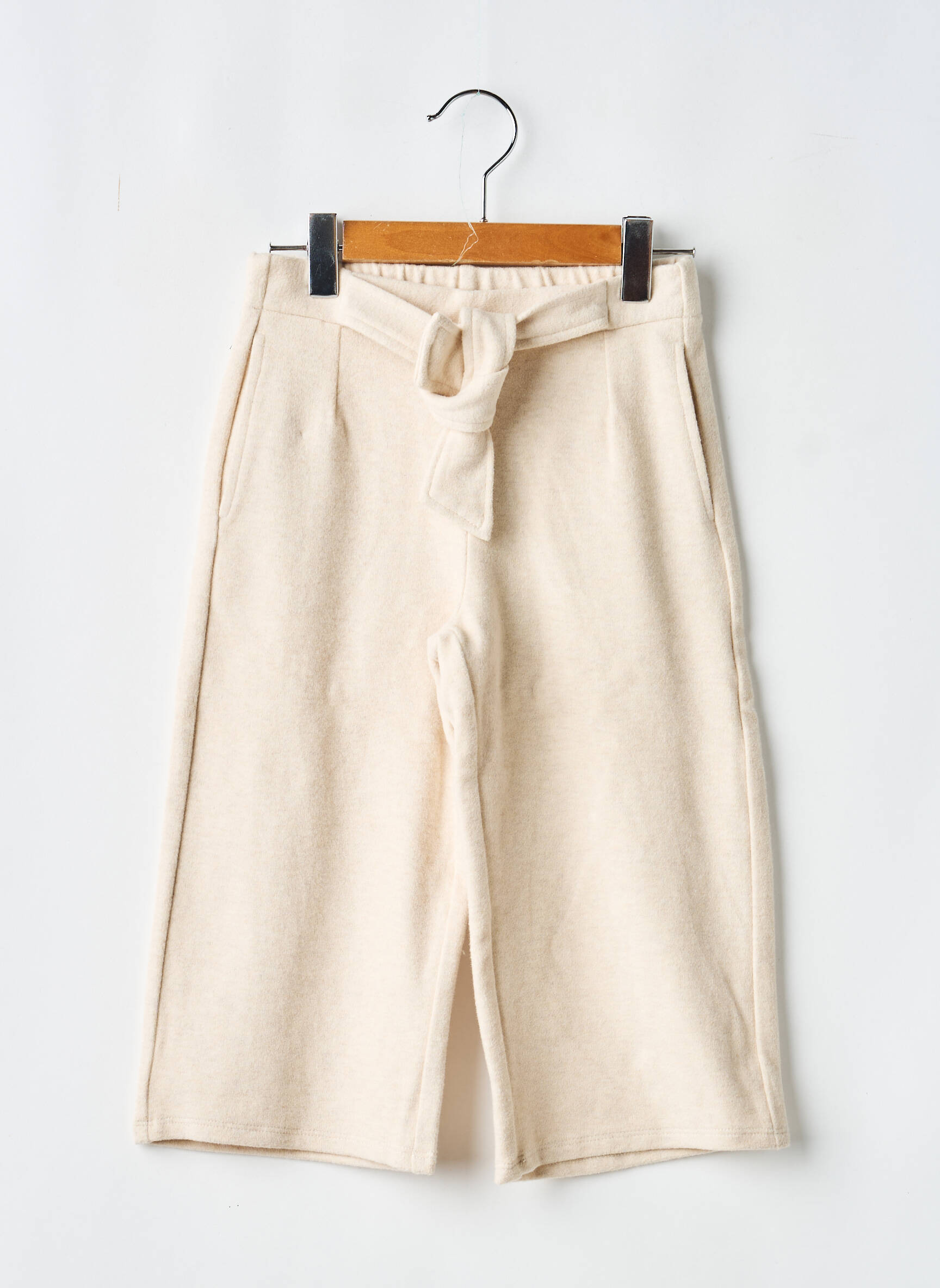 Pantalon large fermeture liens à nouer taille élastique beige IKKS fille