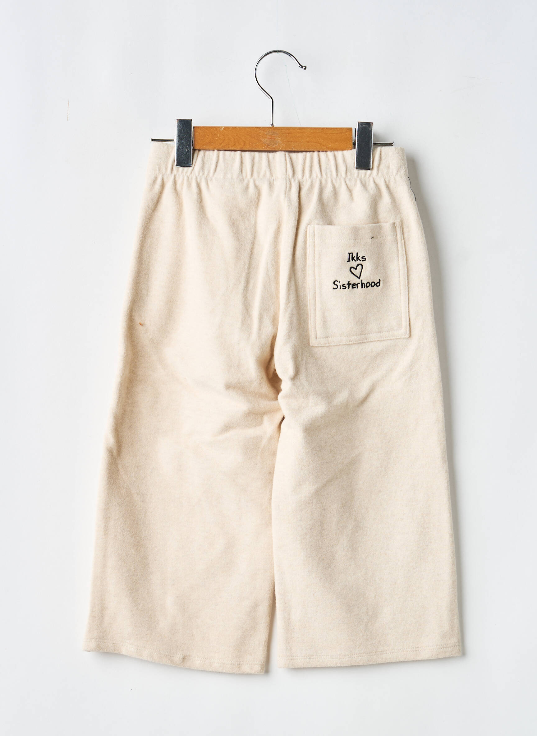 Pantalon large fermeture liens à nouer taille élastique beige IKKS fille
