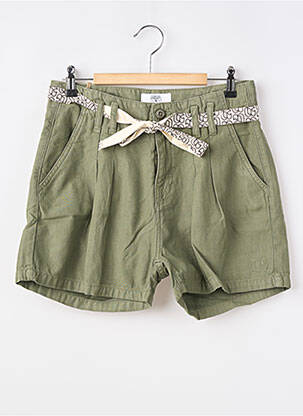Short tissage denim taille à pinces vert LE TEMPS DES CERISES fille
