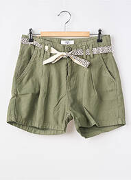 Short tissage denim taille à pinces vert LE TEMPS DES CERISES fille