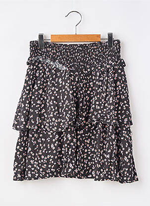 Jupe mi-longue tissage popeline noir GARCIA fille