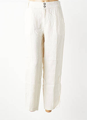 Pantalon droit fermeture zippée sous rabat boutonné taille normale beige STREET ONE femme