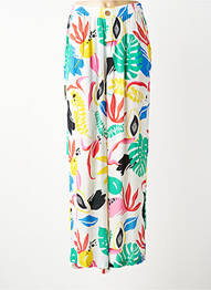 Pantalon large fermeture zippée sous rabat boutonné taille normale blanc LES TROPEZIENNES PAR M.BELARBI femme