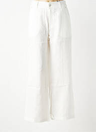 Pantalon large fermeture zippée sous rabat boutonné taille haute blanc STREET ONE femme