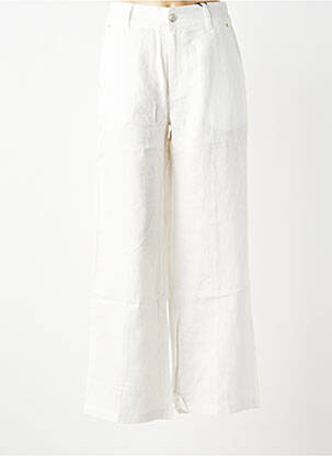 Pantalon large fermeture zippée sous rabat boutonné taille haute blanc STREET ONE femme