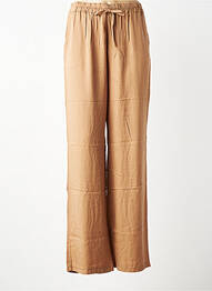 Pantalon large tissage popeline taille normale marron GEISHA femme