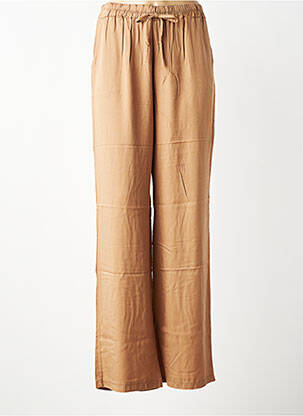 Pantalon large tissage popeline taille normale marron GEISHA femme