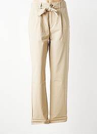 Pantalon chino tissage popeline taille haute beige GEISHA femme