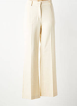 Pantalon flare taille à pinces taille haute beige GEISHA femme