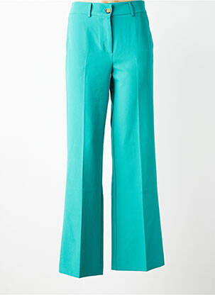 Pantalon flare taille à pinces taille haute vert GEISHA femme
