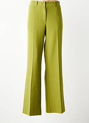 Pantalon flare taille à pinces taille haute vert GEISHA femme