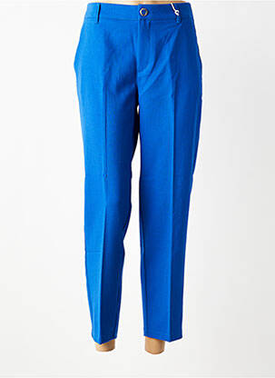 Pantalon chino fermeture zippée sous rabat boutonné taille normale bleu STREET ONE femme