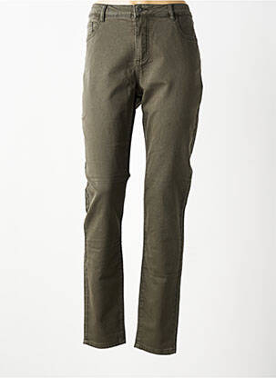 Pantalon slim tissage popeline taille normale vert GEISHA femme