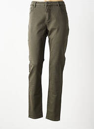 Pantalon slim tissage popeline taille normale vert GEISHA femme