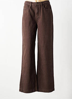 Jeans coupe large tissage brut taille normale marron GEISHA femme
