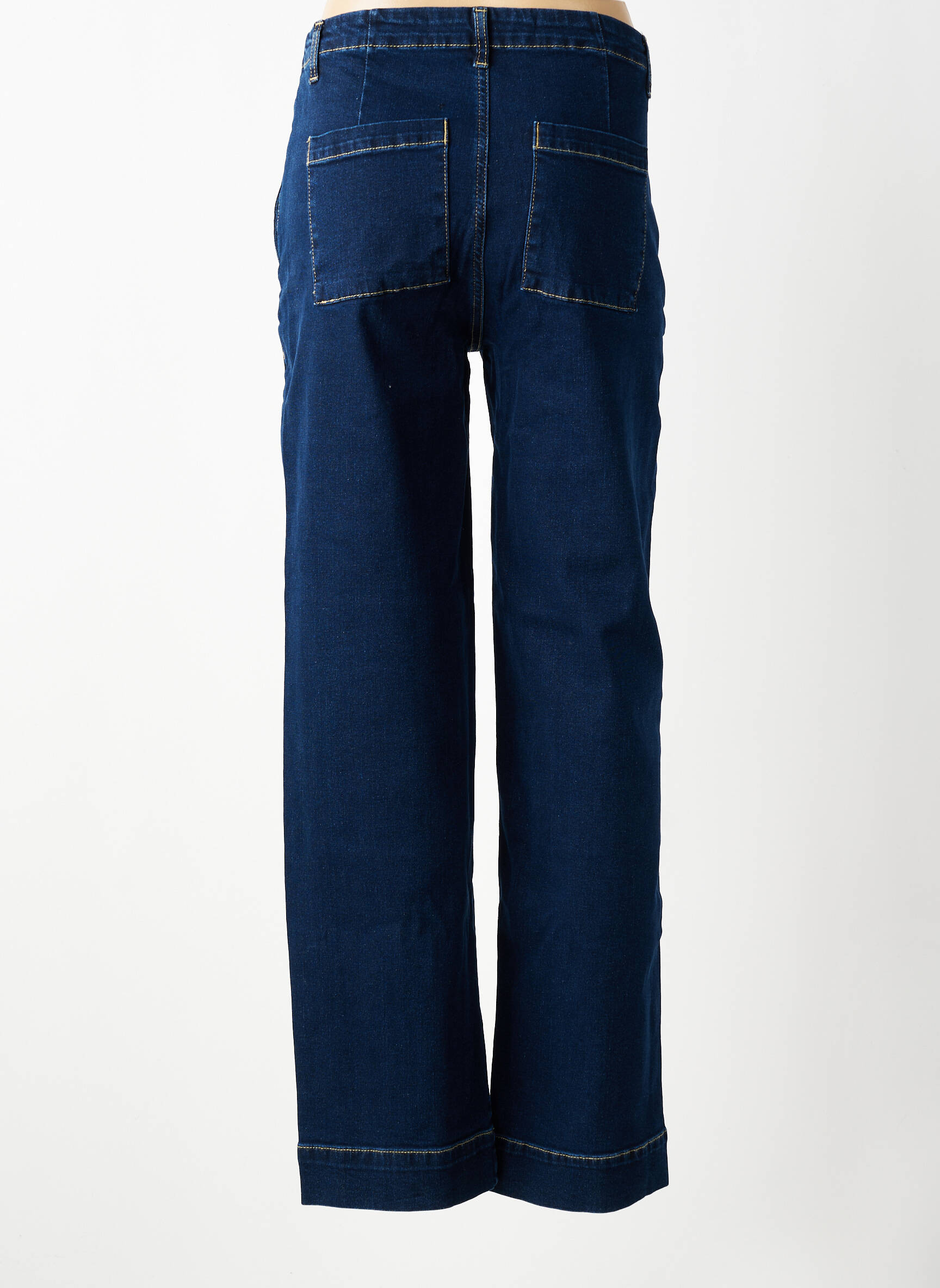 Jeans coupe droite stretch taille normale bleu fonce GEISHA femme