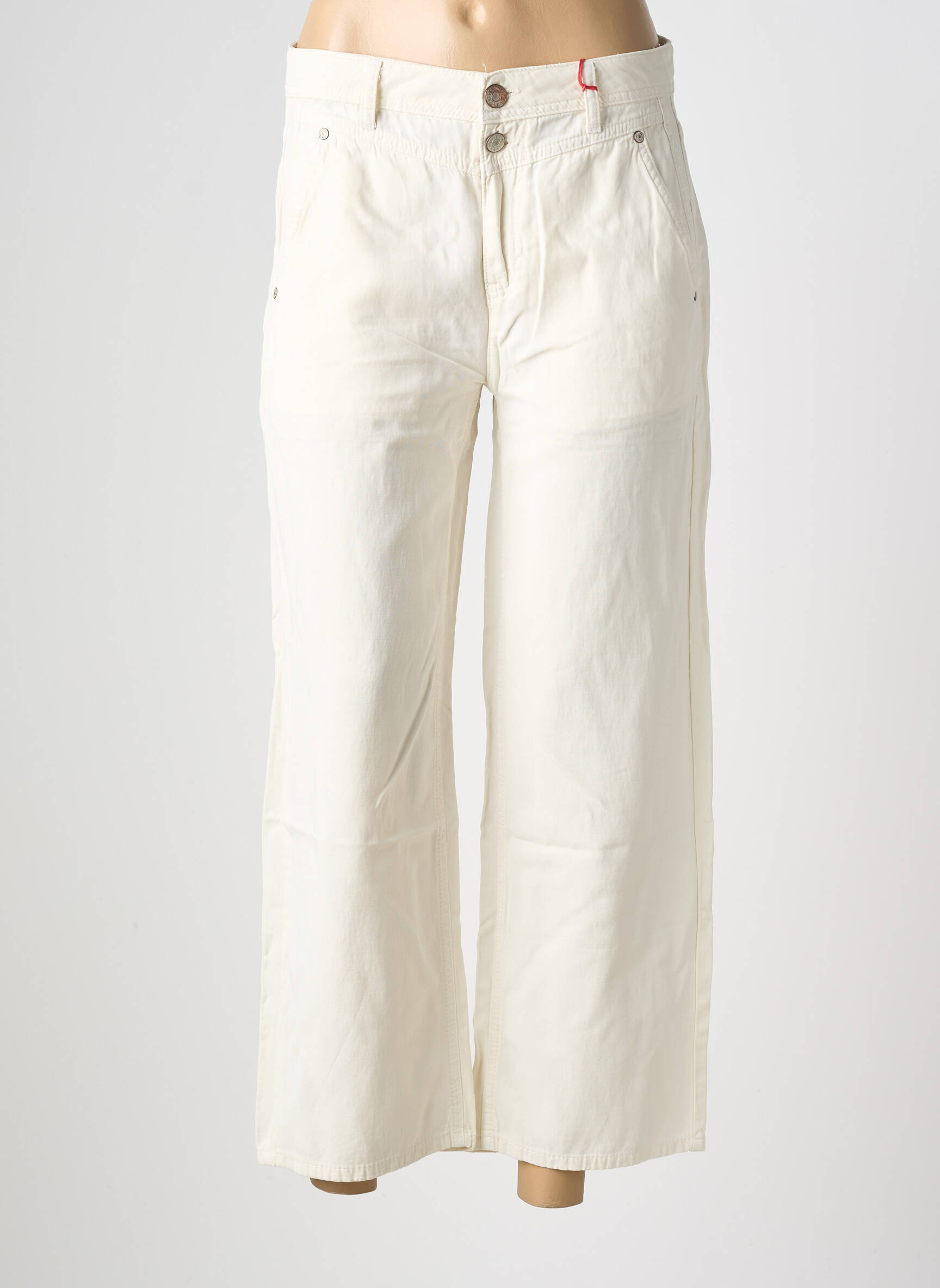 Pantalon large fermeture zippée sous rabat boutonné taille normale beige STREET ONE femme