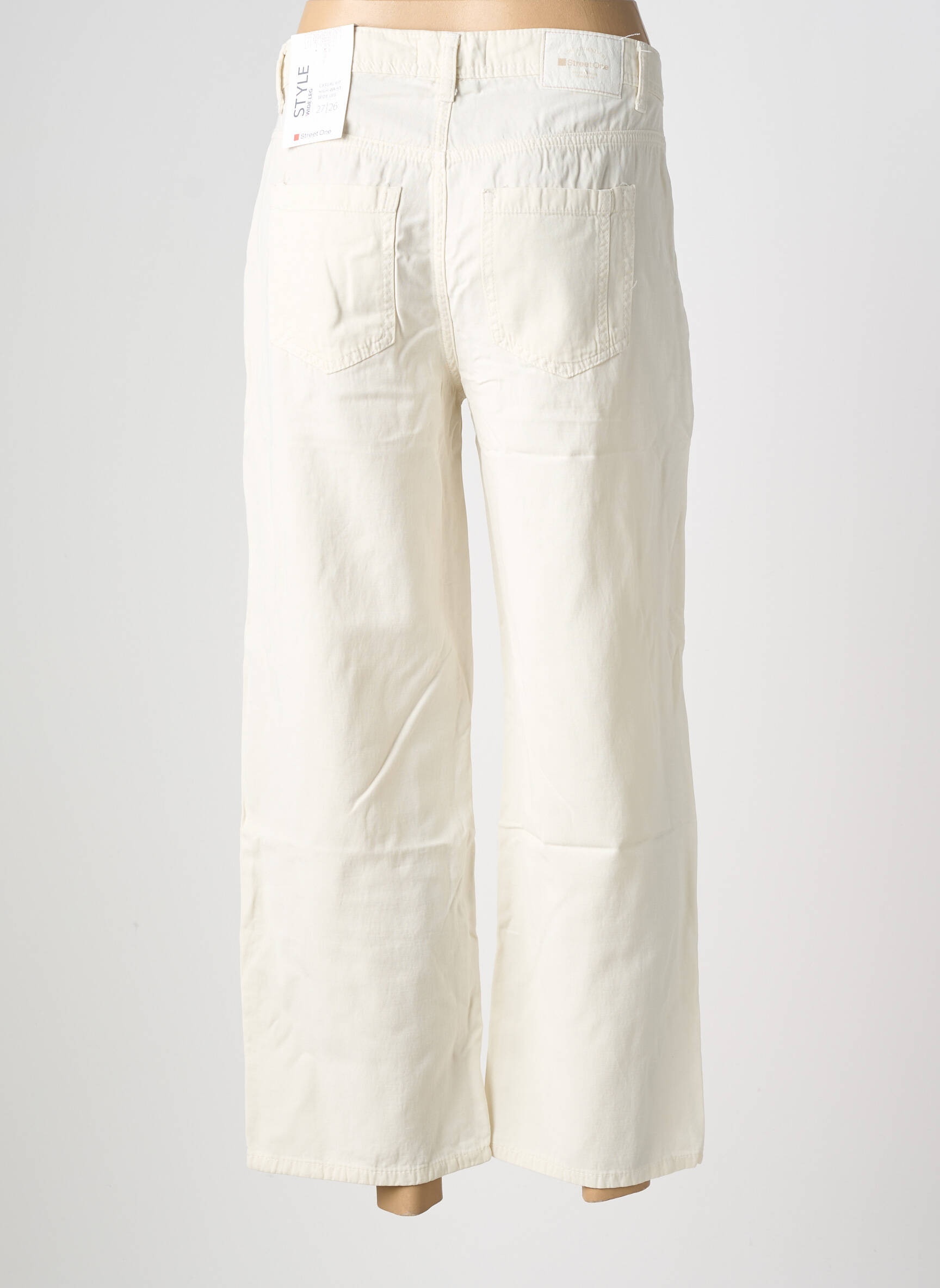 Pantalon large fermeture zippée sous rabat boutonné taille normale beige STREET ONE femme