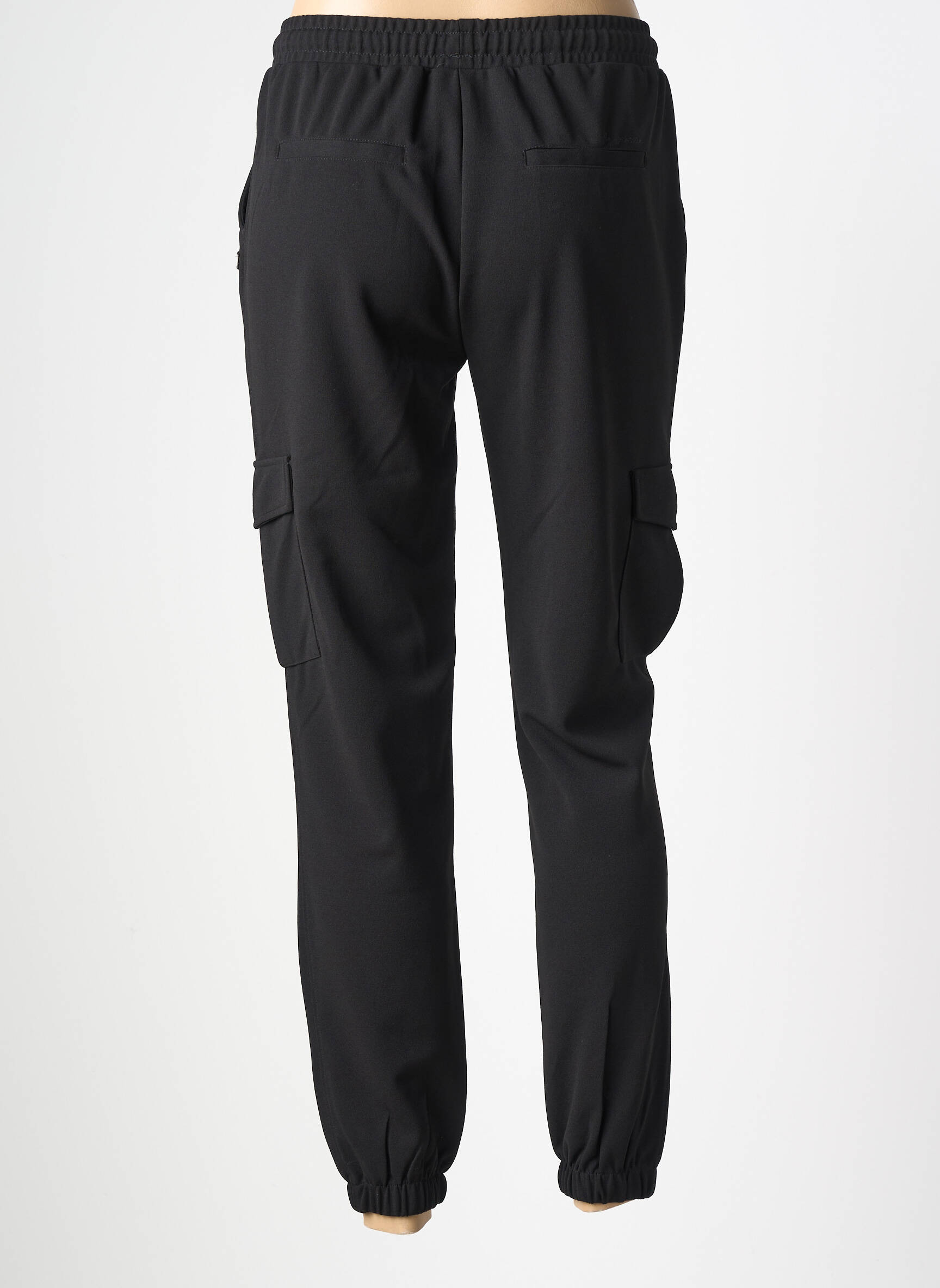Pantalon droit tissage crêpe taille normale noir GARCIA femme