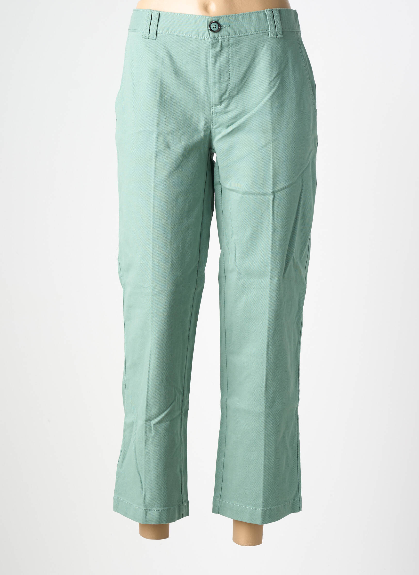 Pantalon chino fermeture zippée sous rabat boutonné taille normale vert STREET ONE femme
