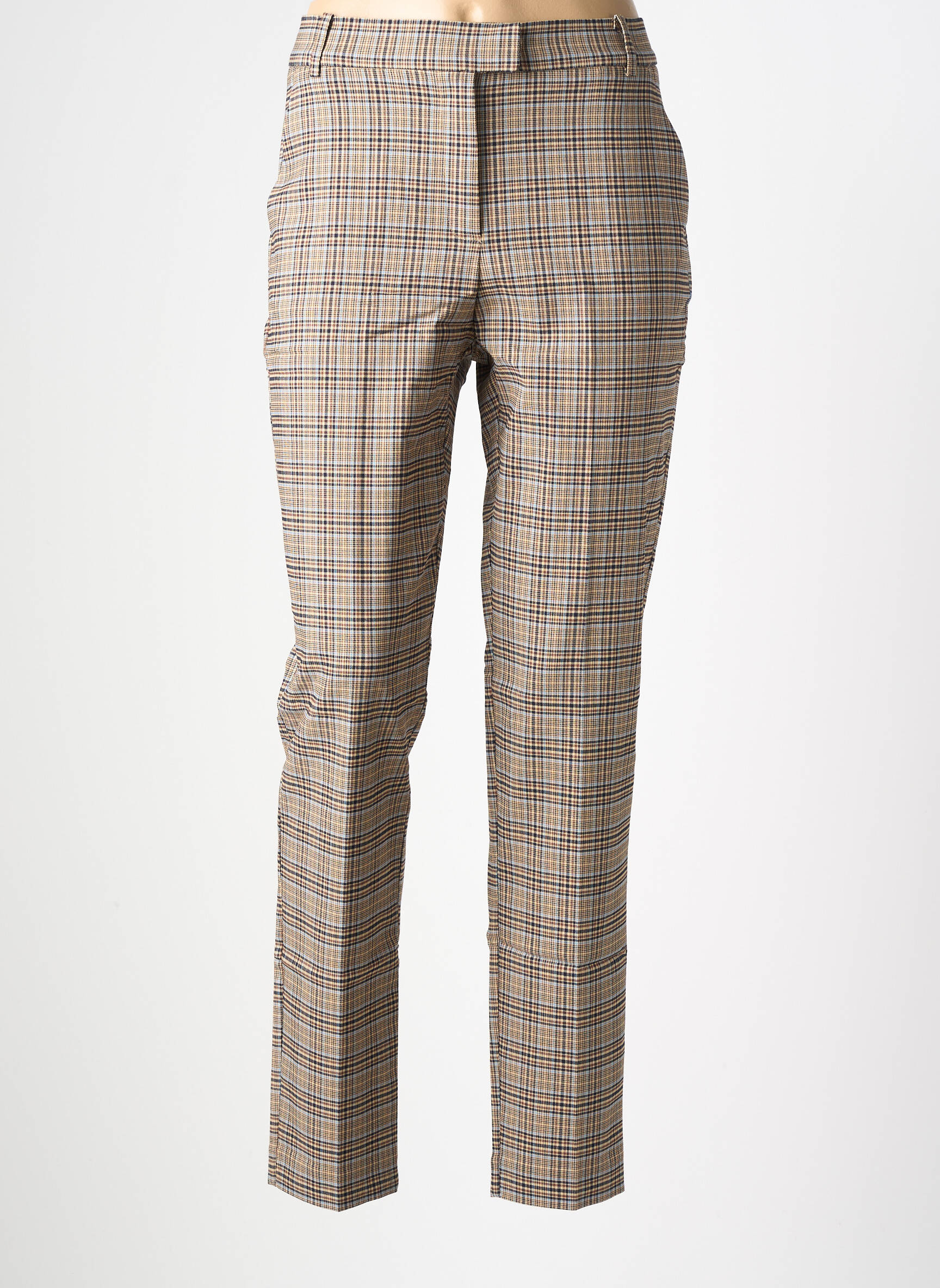 Pantalon chino tissage popeline taille normale marron GEISHA femme