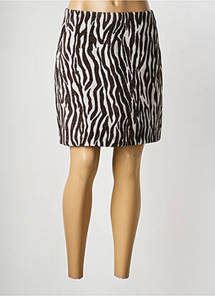 Jupe courte fermeture zippée au dos marron STREET ONE femme