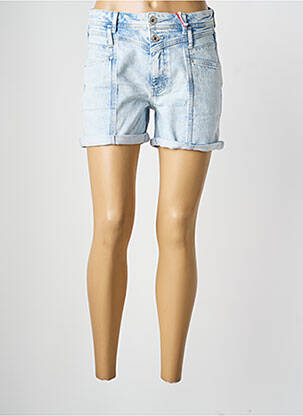Short fermeture zippée sous rabat boutonné taille haute bleu STREET ONE femme