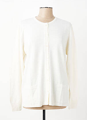 Gilet manches longues col rond blanc ELLEMME femme