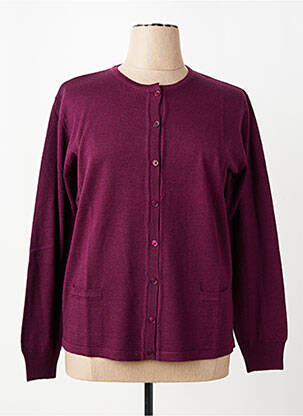 Gilet manches longues fermeture boutonnée sur le devant violet ELLEMME femme