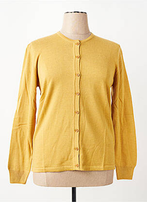 Gilet manches longues fermeture boutonnée sur le devant jaune ELLEMME femme