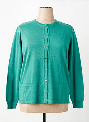 Gilet manches longues fermeture boutonnée sur le devant vert ELLEMME femme