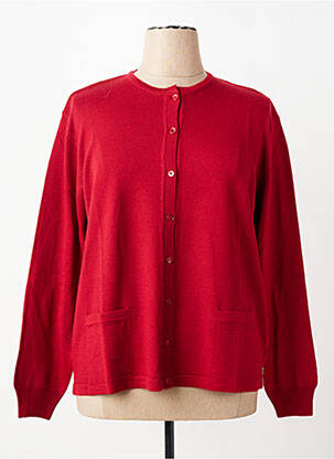 Gilet manches longues col rond rouge ELLEMME femme