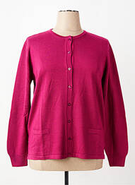 Gilet manches longues fermeture boutonnée sur le devant rose ELLEMME femme