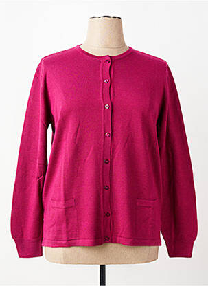 Gilet manches longues fermeture boutonnée sur le devant rose ELLEMME femme