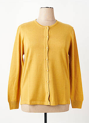 Gilet manches longues fermeture boutonnée sur le devant jaune ELLEMME femme