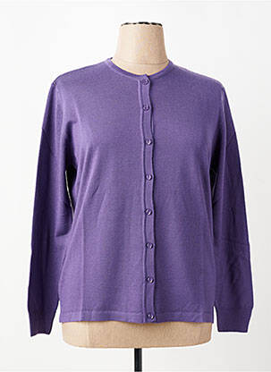 Gilet manches longues fermeture boutonnée sur le devant violet ELLEMME femme