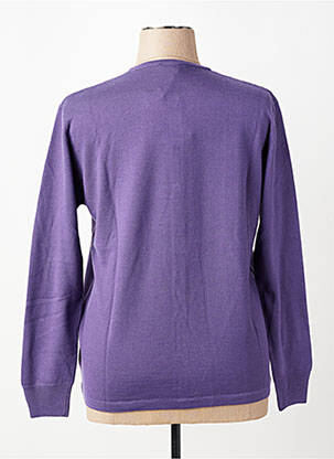Gilet manches longues col rond violet ELLEMME femme
