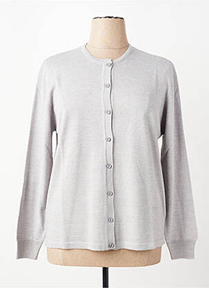 Gilet manches longues col rond gris ELLEMME femme