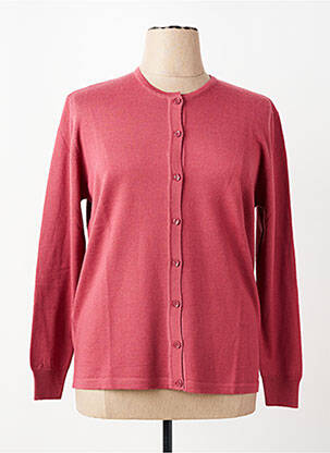 Gilet manches longues fermeture boutonnée sur le devant rouge fonce ELLEMME femme