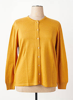 Gilet manches longues col rond jaune ELLEMME femme