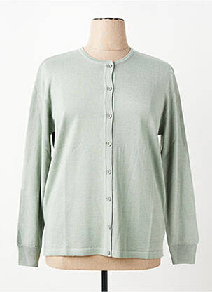 Gilet manches longues col rond vert ELLEMME femme
