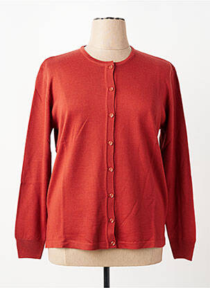 Gilet manches longues fermeture boutonnée sur le devant orange ELLEMME femme
