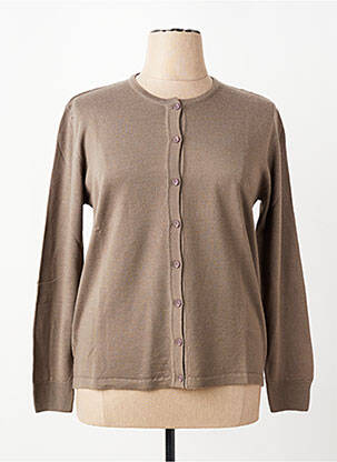 Gilet manches longues fermeture boutonnée sur le devant marron ELLEMME femme